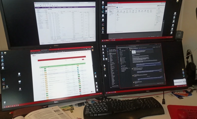 Running personal computing, a Lenovo work laptop, and a self-hosted IIS web server from one desk, with Synergy tying all three together under a single keyboard and mouse. A long-time user, this entrant joined back when Synergy was still shareware and was among its first paid subscribers.