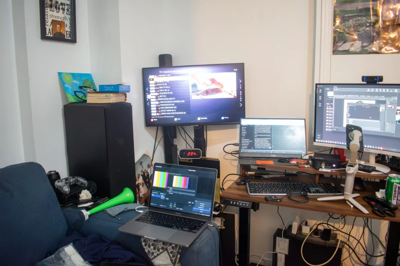 Before switching to Synergy, moving between three computers and a MacBook Pro meant remoting in from a main machine. Now one keyboard and mouse covers all four directly, cutting out that extra layer entirely.