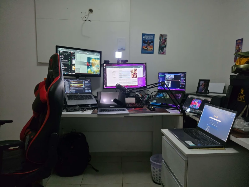 Running 4+ client projects at once, each requiring a different machine, is what drove this setup. Clients had supplied Linux, Windows, iOS, and Surface hardware over time, and rather than juggle four separate keyboards and mice, Synergy ties all five machines to one input pair.